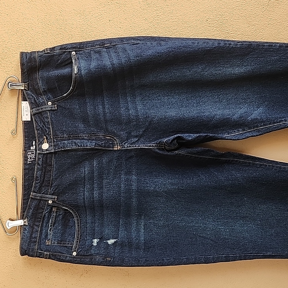 TIME AND TRU High Waisted Crop Jeans Plus Size 20 Dark Wash Stretch Denim - Picture 4 of 11